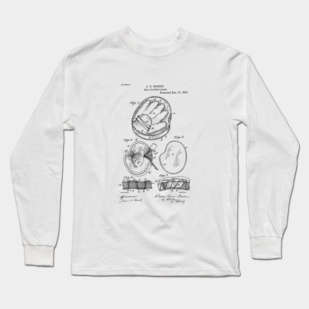 Baseball Glove Patent Drawing Long Sleeve T-Shirt by skstring